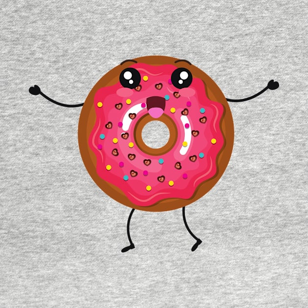 Smiling Cartoon Pink Cute Baby Donut by InkyArt